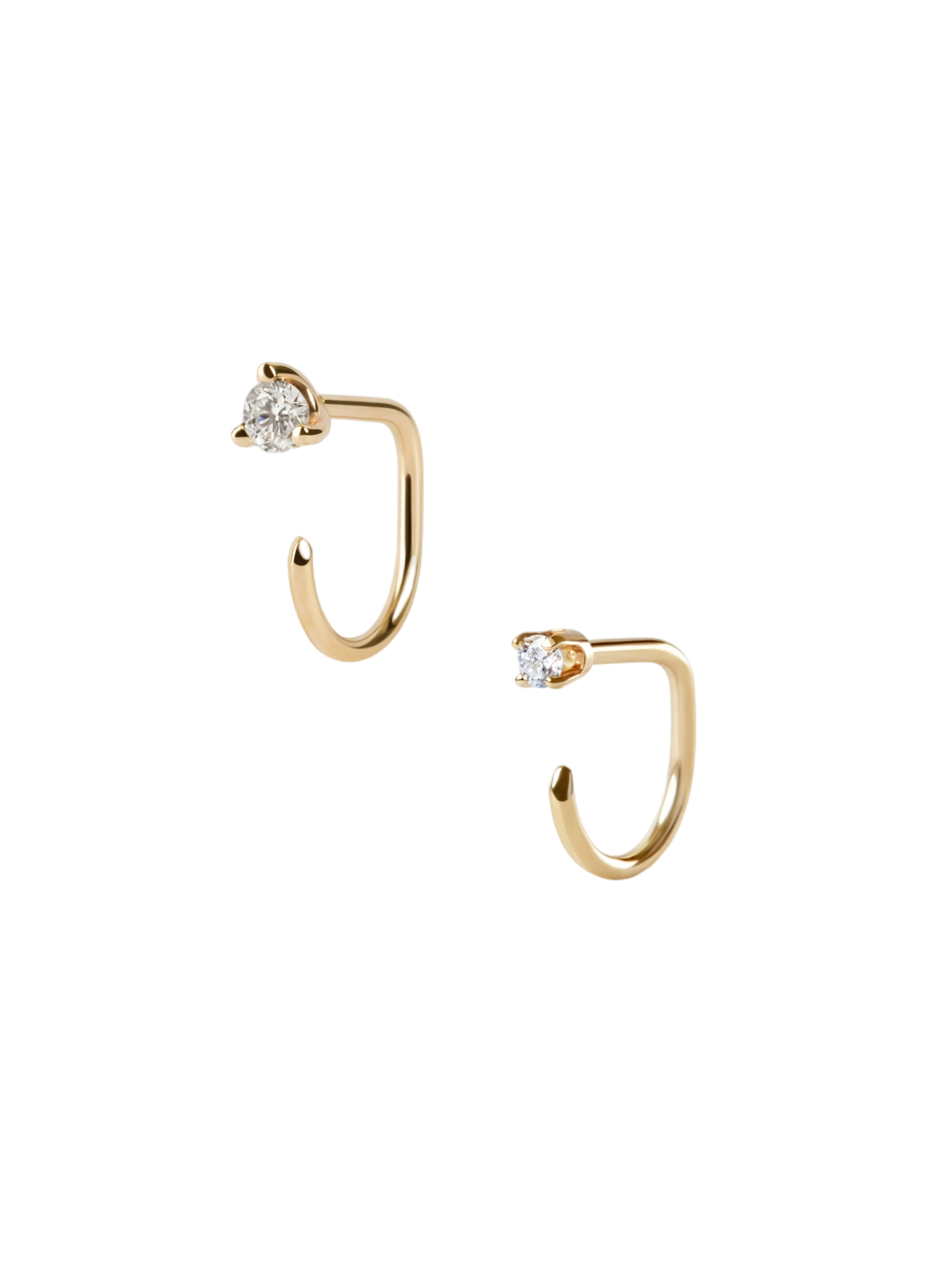 Diamond claw asymmetric earring pair